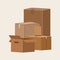 Set of isolated cardboard boxes for moving.