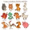 Set of Isolated Chinese Zodiac Animals Signs.