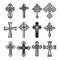 Set of isolated christian and catholicism crosses