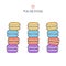 Set of isolated colorful doodle macaroon. Sketch macaroon