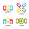 Set of isolated colorful vector devices. Simple mobile contour. Cars silhouette. Parking area sign. Road element