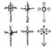 set of isolated Crosses decorated, artistic, elegant, religion, isolated.