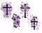 set of isolated Crosses decorated, religion, flowers.