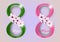 Set isolated Digits eight with flowers for Holiday March 8 International Women`s Day on light background, the text in Russian