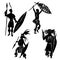 Set of isolated elements ink Zulu warriors illustration