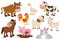 Set of isolated farm animals