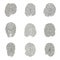 Set of isolated fingerprints or fingertips