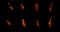 Set of isolated flames on a black background