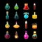 Set of isolated glass potions or magic bottles