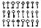 Set of isolated graphical retro keys. Vector illustration