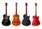 Set of isolated guitars