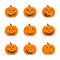 Set of isolated halloween pumpkins