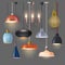 Set of isolated hanging chandelier or home lamp