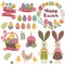 Set of isolated happy easter design elements