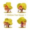 Set of isolated houses for children on trees.