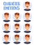 Set of isolated icons of man facial expressions