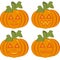 A set of isolated icons of orange pumpkins