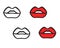 Set of isolated lips icons. Vector hand drawing on white background.