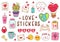 Set of isolated love stickers part 1
