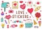 Set of isolated love stickers part 2