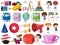 Set of isolated objects theme stationeries and kids