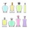 Set of isolated perfume bottle or cosmetic glass