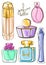 Set of isolated perfume bottles icons