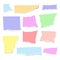 Set of isolated realistic colorful empty vector pieces of paper