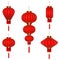 set isolated red chinese lanterns