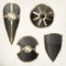 Set of isolated shields icons or heraldic sign