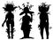 Set isolated silhouette fairytale characters, magic princesses pretty forest fairies