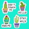 Set of isolated stickers with cactus