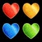 Set of Isolated Stylized Glittering Hearts of Different Colors.