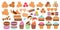 Set of isolated sweets in the form of cupcakes, cookies, sweets, waffles, ziphir, marmalade, ice cream and sweet bagels. Donuts