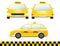 Set of isolated taxi car silhouette