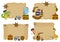 Set of isolated treasure maps with animal pirates