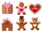 set isolated valentine`s day gingerbreads