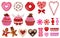 set of isolated valentine\\\'s day sweets. collection of valentine candies and cakes