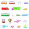 Set of isolated vector color icons of modes of transport