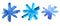 A set of isolated watercolor snowflakes in blue on a white background. Symbol of winter. Wonderful decoration