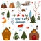 Set of isolated winter elements - vector illustration, eps