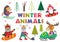 Set of isolated winter fun with animals part 2