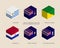 Set of isometric 3d boxes