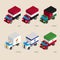 Set of isometric 3d cargo