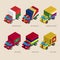 Set of isometric 3d cargo