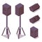 Set of isometric acoustic professional speakers for weddings, concerts, studios, karaoke