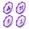 Set Isometric Actor star, Thriller movie, Science fiction and Movie trophy icon. Purple hexagon button. Vector