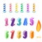 Set of isometric birthday candles. Vector