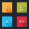 Set Isometric cube, Smartphone with wireless, Laptop shield and Gamepad icon. Vector