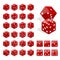 Set of isometric dice combination. Red poker cubes vector isolated. Collection of gambling app and casino template